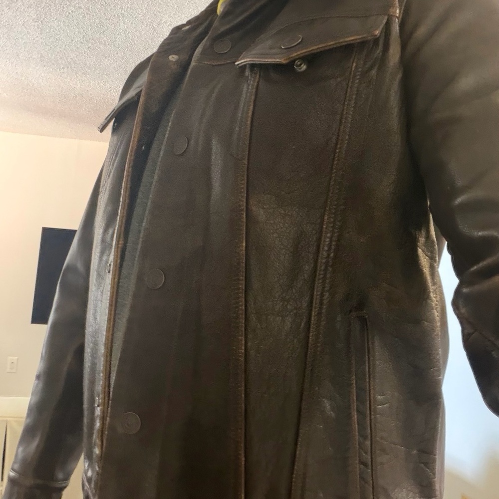 Levi’s Men's Dark Brown Leather Trucker Jacket